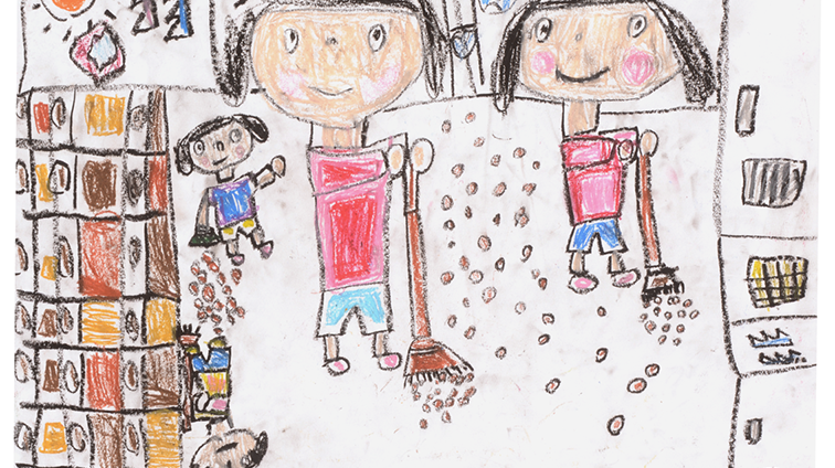 ほうきをみんなでがんばったよ