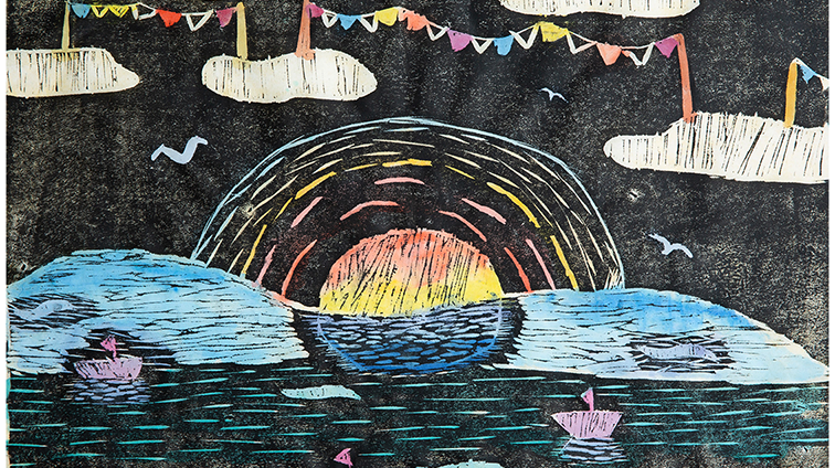 夕日と夜空のパラダイス