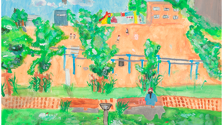 校庭前の梅の木前