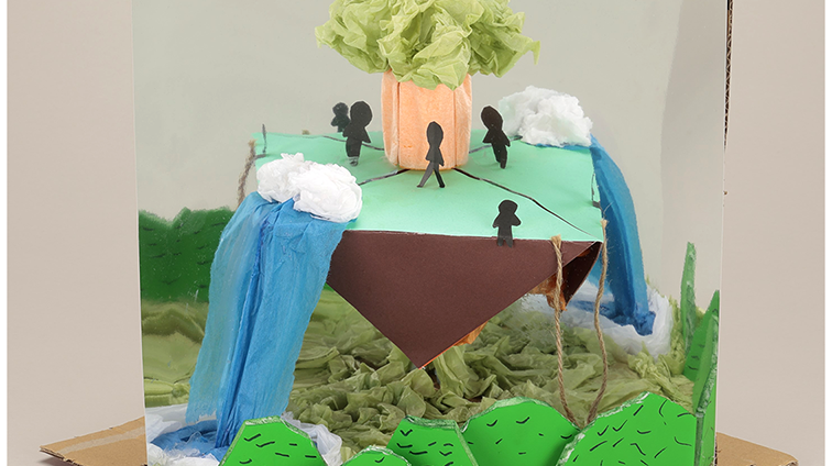 山々にかこまれる空島