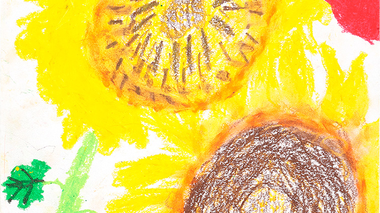 きょだいなひまわりとぼく