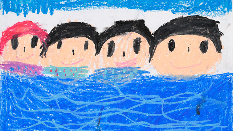 かぞくでうみにいったよ