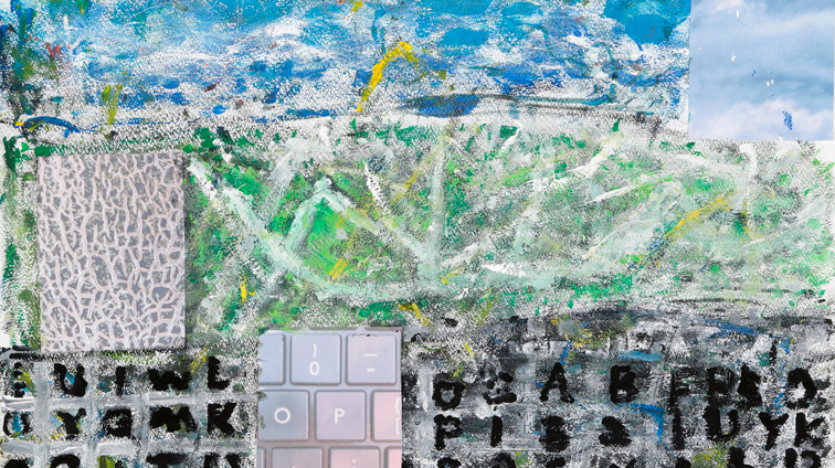 キーボード、青、そして線